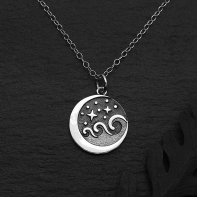 Sterling Silver Starry Night Wave Necklace