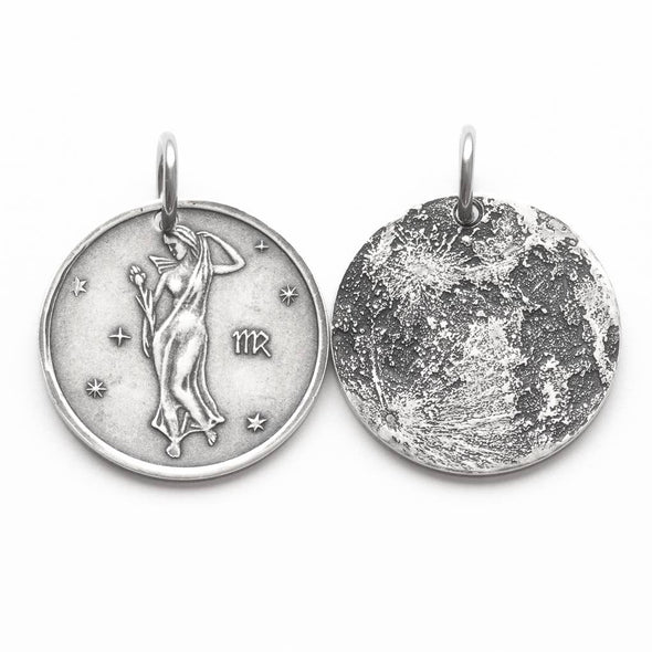 Zodiac Virgo Moon Silver Charm