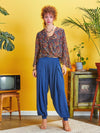 Pleat Detail Boho-Chic Blue Harem Pants