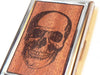 Resolute Star - Wood Wallet, Wooden Wallet, Mens Wallet, Skull Print: Brown Mahogany / Dancing Skeleton