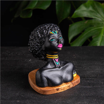 Troy Touch - African Women Oil Burner, Curly Women Incense Holder, Fighte