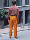 Boho Style High Waist Orange Cotton Pants for Men