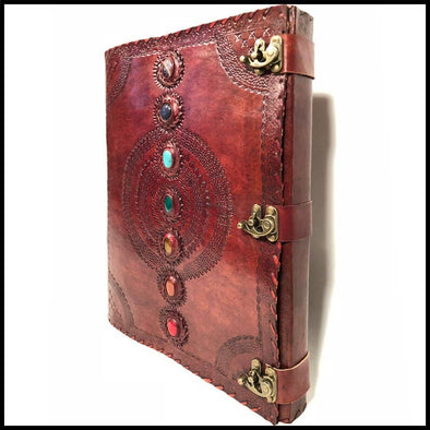 Big book seven chakra 18 inch large, crystal healing leather