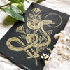 Snake & Poppies Handprinted Linocut on Handmade Paper 5x7"