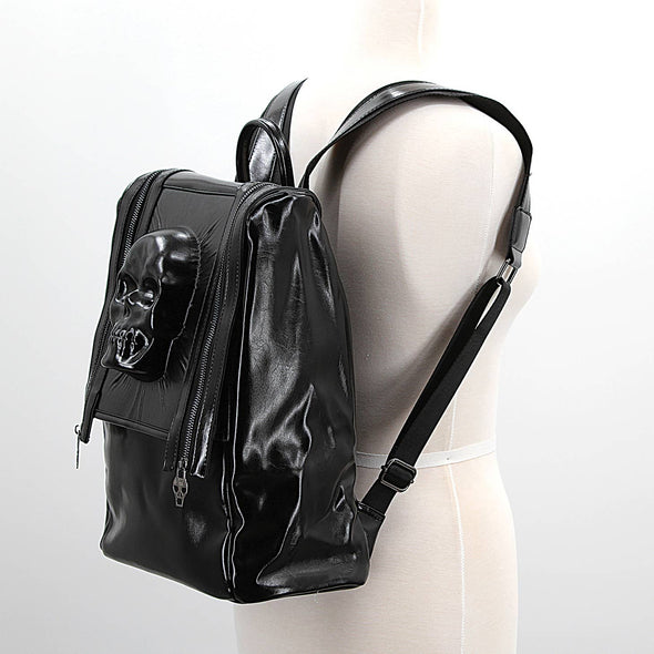 PROTRUDED SKULL HEAD W/ ZIPPER DETAILS BACKPACK