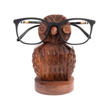 Load image into Gallery viewer, Hand Carved Hoodwink Owl Eyeglass Holder Stand