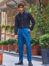 Boho Style High Waist Petrol Cotton Pants for Men