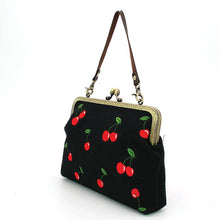 Load image into Gallery viewer, Cherry Kisslock Bag in Linen + Cotton blend fabric
