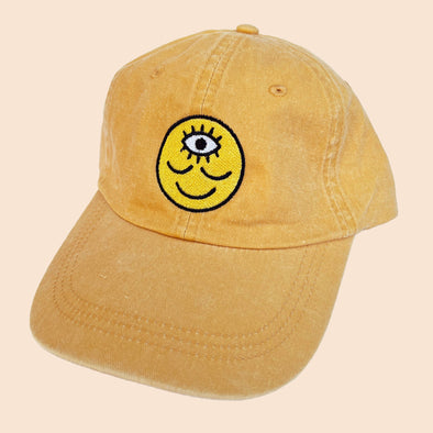 Wokeface Embroidered Face: Sunnyside Yellow