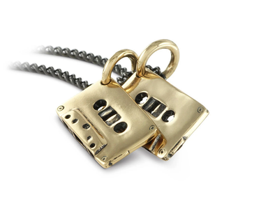 Cassettes Necklace - Bronze: Gunmetal chain / 18"
