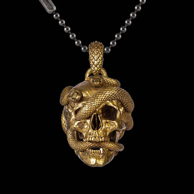 Skull & Snake Pendant: Brass / 25" Ball Chain