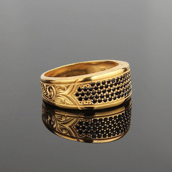 Ephesus Jewelry - Mens Wedding Band with Black Diamonds