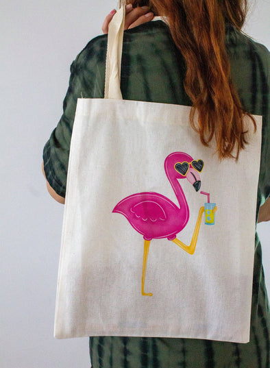 CRETE TRADING INC - Organic Cotton Tote Bag Flamingo