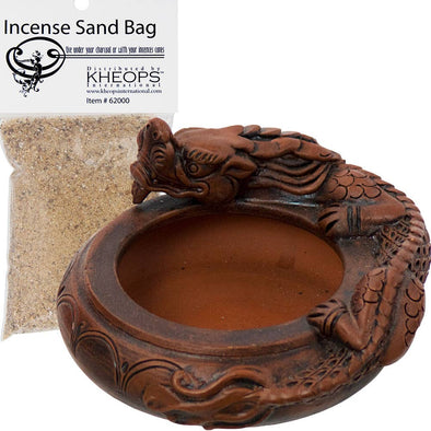 Kheops International - Ceramic Incense Holder Dragon Terra Cotta w/ Sand Bag (Each)