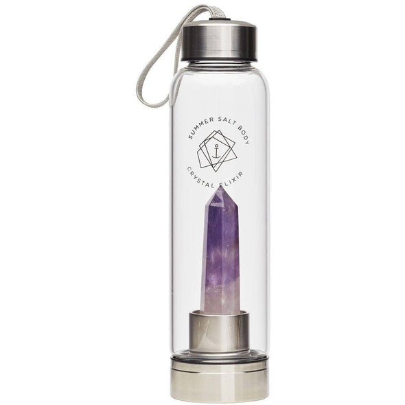 Glass Water Bottle 550ml - Amethyst Crystal Elixir