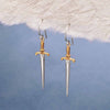 Sterling Silver Sword Dangle Earrings 38x10mm