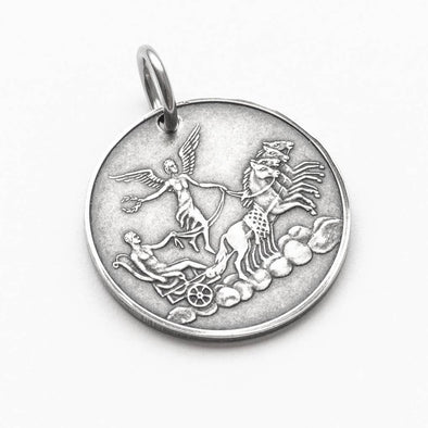 Angel of Peace Moon Silver Necklace: Charm