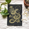 Snake & Poppies Handprinted Linocut on Handmade Paper 5x7"