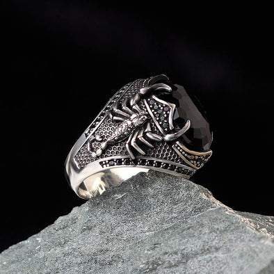 Ephesus Jewelry - Scorpion Ring for Men with Black Stone