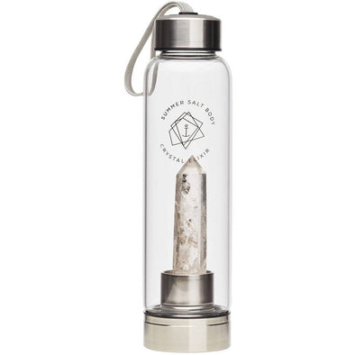 Glass Water Bottle 550ml - Clear Quartz Crystal Elixir