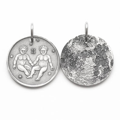 Zodiac Gemini Moon Silver Charm