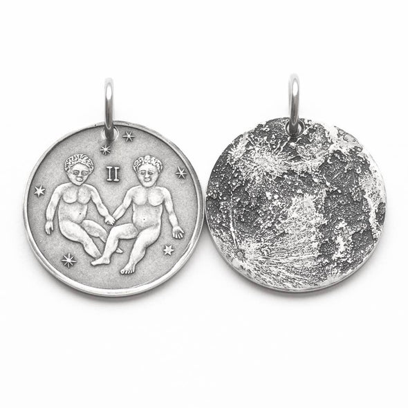 Zodiac Gemini Moon Silver Charm