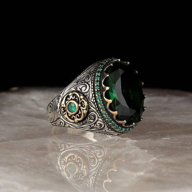 Silver Ring with Green Stone Sterling Silver
