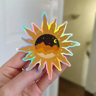 Jess Weymouth - Holographic Night Sky Sun Sticker