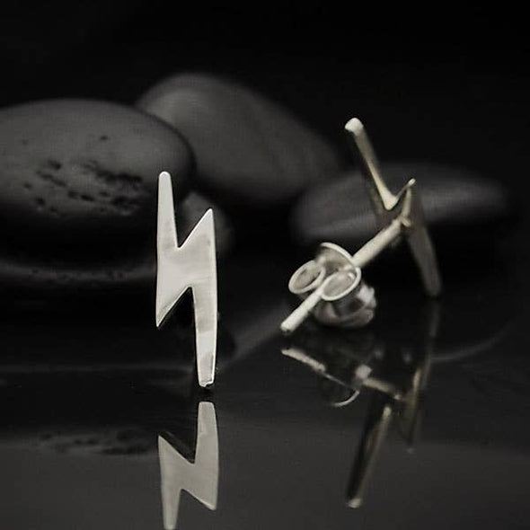 Lightning Bolt Post Earrings 14x4mm