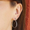 Sterling Silver Textured Snake Hoop Earrings 35x25mm