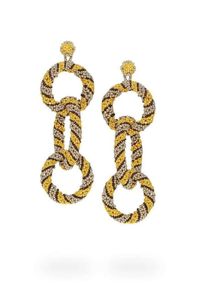 THREE-LOOPED HOOP EARRINGS - GOLD/PLATINUM/BLACK