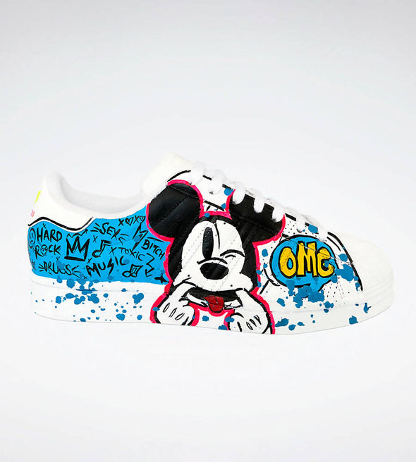 Hand-painted sneakers Mickey and Felix